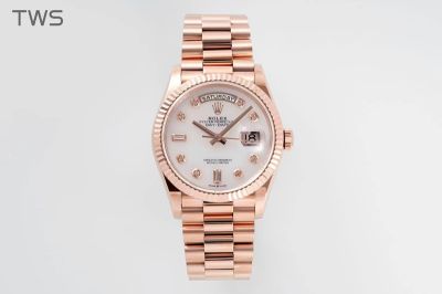 ROLEX Rose Gold Day-date Replica Automatic Movement High Quality Steel 36mm White Watch